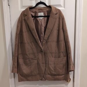 Madewell Tan Checkered Blazer